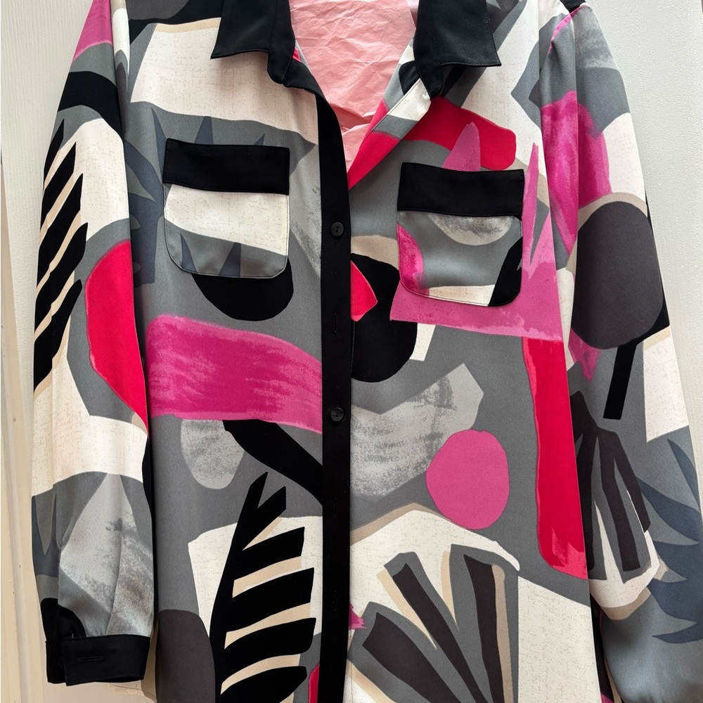 NIC+ZOE Multicolor Abstract Blouse